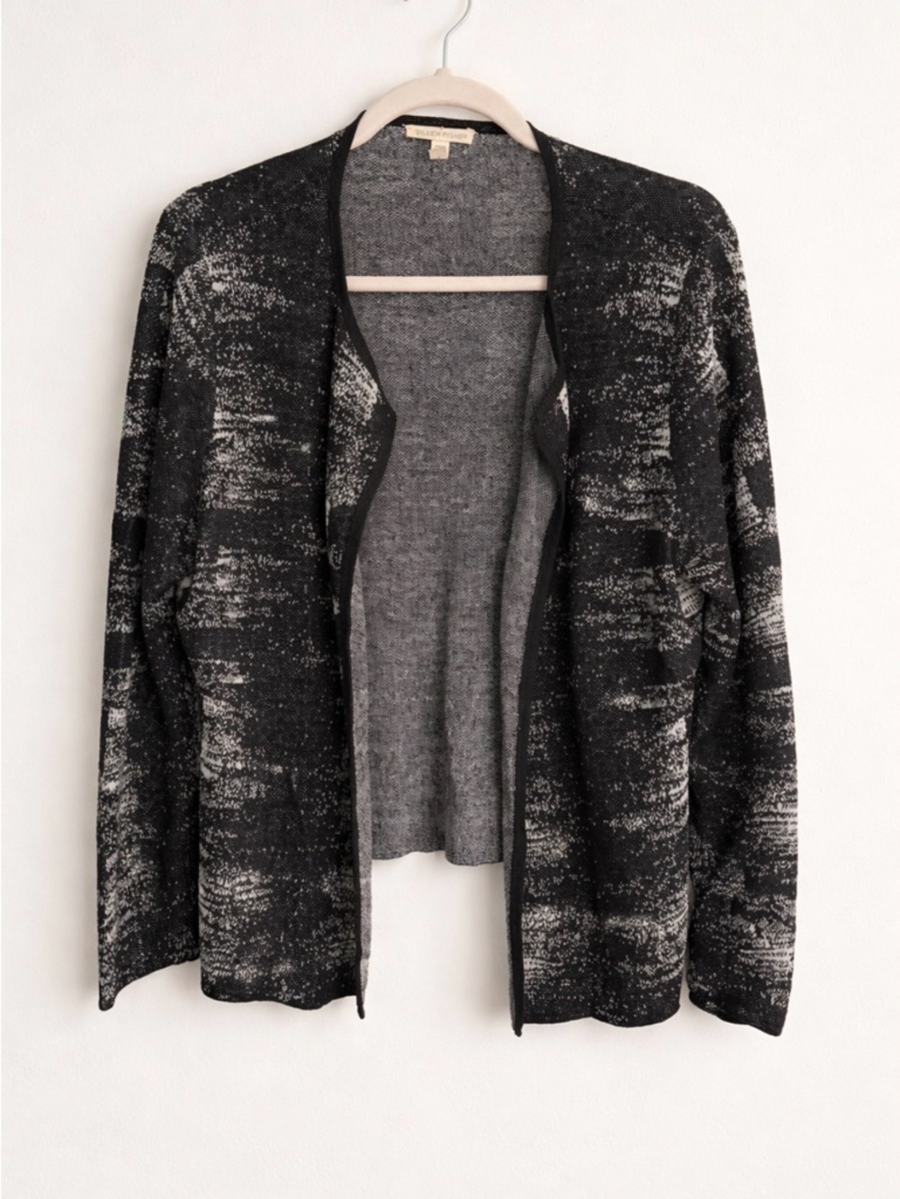 Eileen Fisher Organic Linen Blend Abstract Cardigan Large